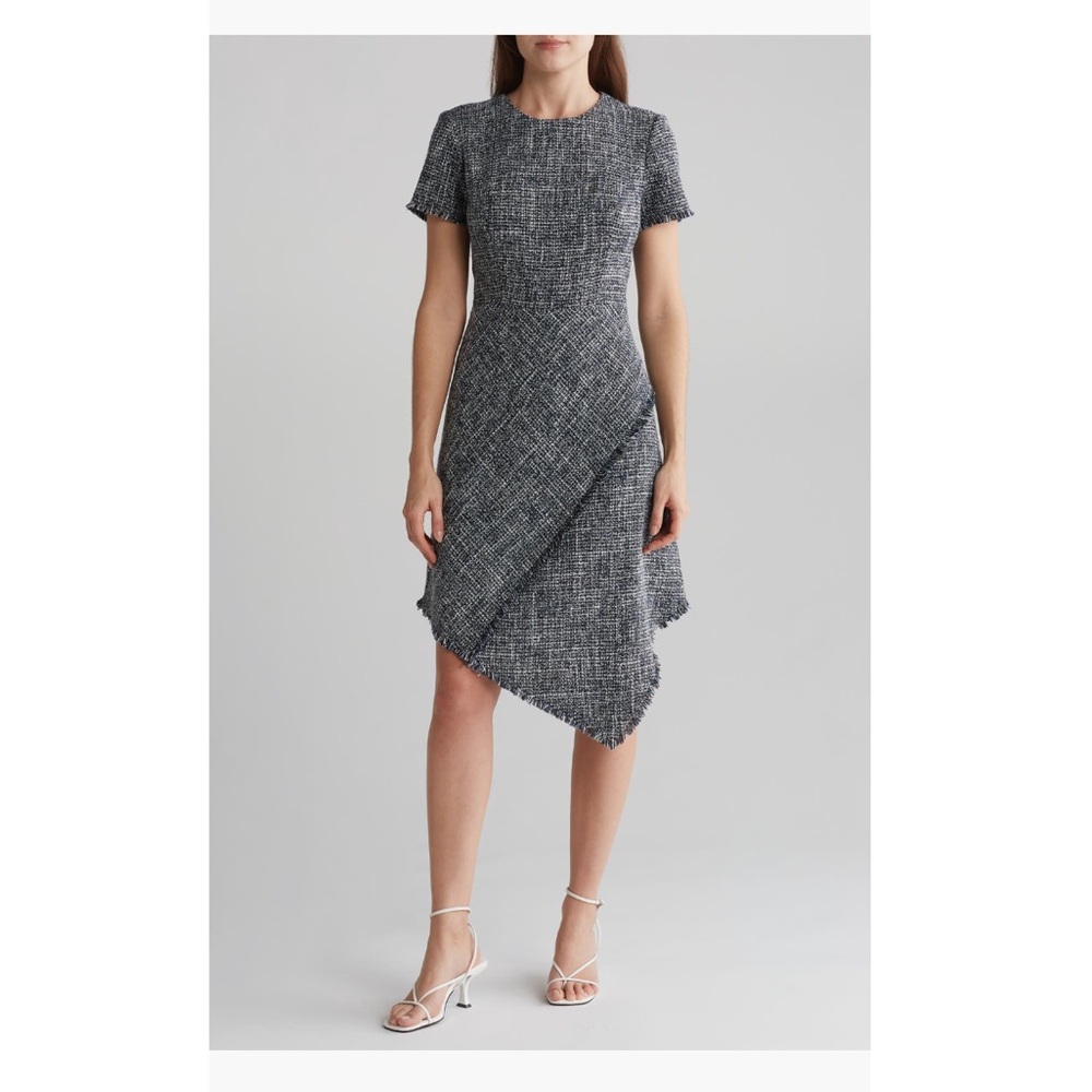 ELIZA J Navy Blue Dress 8 midi length New w/tags NWT Machine wash, short sleeve